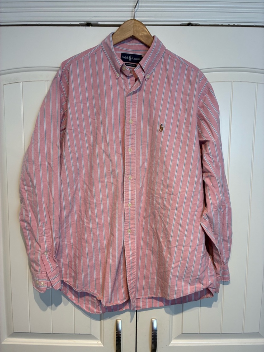 Ralph Lauren Pink and White Striped Button-Down Shirt Size XL 17